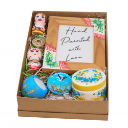 Hand-Painted Wooden Gift Set with Slavic Folk Art