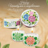 Hand-Painted Candleholder Set and Box, Floral Design, Natural Wood