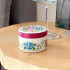 Hand-Painted Candleholder Set and Box, Floral Design, Natural Wood