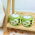 Hand-Painted Candleholder Set and Box, Natural Wood, Daisy and Ladybug Design