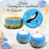Hand-Painted Candleholder Set and Box with Stork Design, Natural Wood