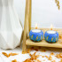 Hand-Painted Candleholder Set and Box with Stork Design, Natural Wood