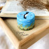 Hand-Painted Candleholder Set and Box with Stork Design, Natural Wood