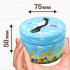 Hand-Painted Candleholder Set and Box with Stork Design, Natural Wood