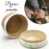 Hand-Painted Candleholder Set and Box, Natural Wood, Slavic Floral Design