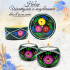Hand-Painted Candleholder Set and Box, Natural Wood, Green Floral Design