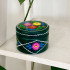 Hand-Painted Candleholder Set and Box, Natural Wood, Green Floral Design