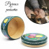 Hand-Painted Candleholder Set and Box, Natural Wood, Green Floral Design