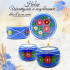Blue Hand-Painted Candleholder Set and Box with Ogovo Painting