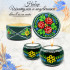 Hand Painted Wooden Candle Holder and Keepsake Green Box Set
