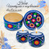 Hand-Painted Wooden Gift Set: Blue Ogovo Box and 2 Candle Holders