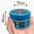 Hand Painted Wooden Gift Set Box and Candle Holders with Floral Pattern on a Blue Background