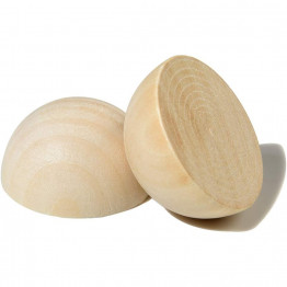 Set of 10 Wooden Half-Spheres 30 mm