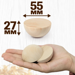 Wooden Hemisphere 2.17 in – Solid Wood Craft Blank for DIY