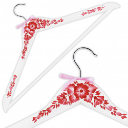 White Clothes Hanger with Red Flowers