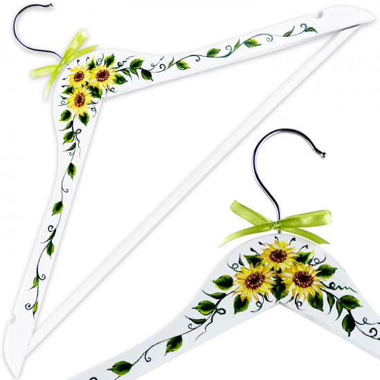 White Wood Clothes Hangers Sunflowers - Farmhouse Decor Wood Hangers White - Skirt, Pants Hangers Sunflower Gifts