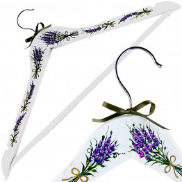 Hand-Painted Wooden Hanger for Dresses – Lavender Floral Design for Bridal or Evening Gowns