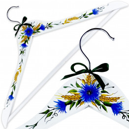 White Wooden Coat Hanger with Cornflowers, Wooden Hangers Modern Farmhouse Decor