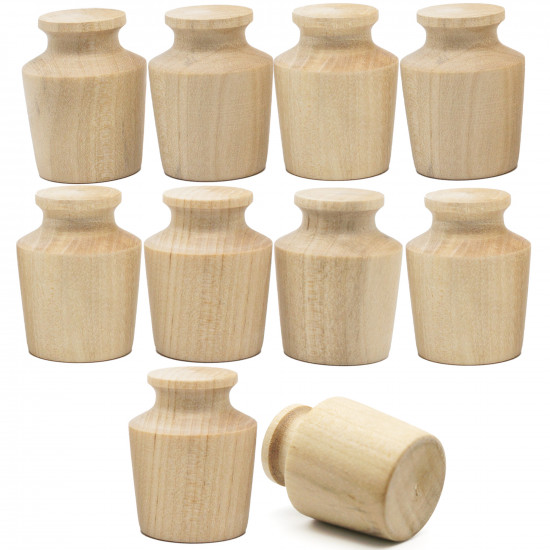 10 PCS Unfinished Wood Jars for DIY Projects, Arts and Crafts - Small Wooden Jars for Crafting, Wood Burning