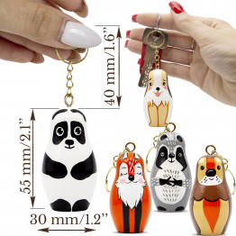 Animal Nesting Dolls Keychain Set 10 pcs - Wooden Russian Dolls Animal Keychains 