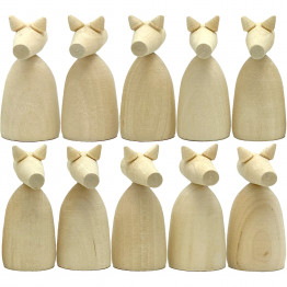 Wooden Craft Figures (Horse) for Painting – Set of 10, Natural Wood, Handmade