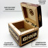 Handcrafted Wooden Box with Straw Inlay and Folk Design