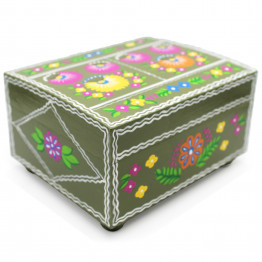 Ogovo Medium Wooden Box — Hand-Painted Polesskaya Skrynka Collection