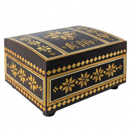 Handmade Wooden Jewelry Box with Straw Marquetry
