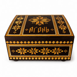 Handmade Wooden Jewelry Box with Straw Marquetry