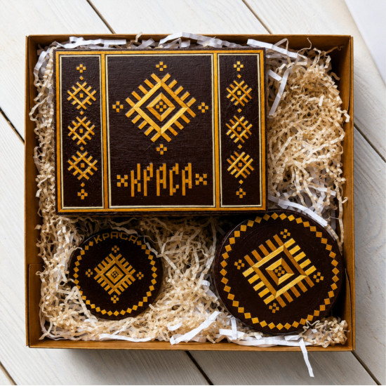 Krasa Gift Set with Belarusian Straw Marquetry, Salamyany Kod Collection
