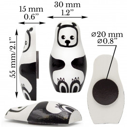 Black and White Fridge Magnets Set 5 pcs - Animals Matryoshka Dolls