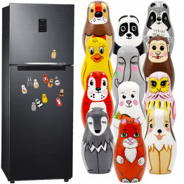 Animal Magnet Set 12 pcs Refrigerator Magnets Featuring Animal Nesting Dolls