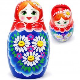 Matryoshka Dolls With Daisies Saving Money Bank - Wooden Nesting Doll Piggy Bank