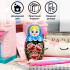 Matryoshka piggy bank in a blue headscarf and sarafan with roses - Wooden Money Bank