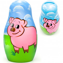 Pig Money Bank - Cute Piggy Bank for Kids as Russian Doll, Money Safe for Cash Saving