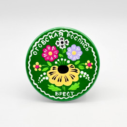 Round Magnet «Ogovo Painting» Green