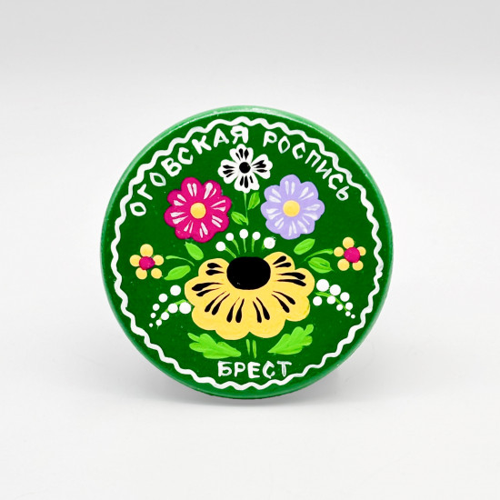 Round Magnet «Ogovo Painting» Green