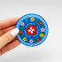 Blue Round Magnet with Floral Painting