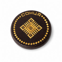Sontsa Round Wooden Fridge Magnet with Belarusian Straw Marquetry
