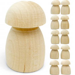 10pcs Unfinished Wooden Mushrooms to Paint Your Own Mushroom Figurines for Arts and Crafts