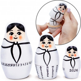Perpetual Calendar Russian Nesting Dolls Set of 3 pcs - Creative Russian Dolls as Desk Calendar