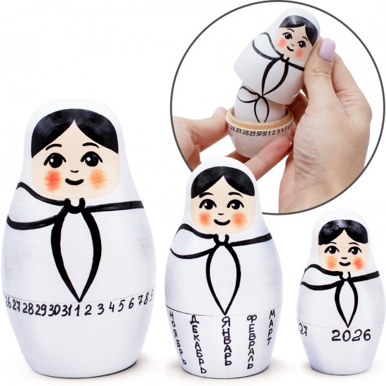 Perpetual Calendar Russian Nesting Dolls Set of 3 pcs - Creative Russian Dolls as Desk Calendar