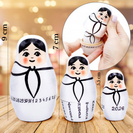 Perpetual Calendar Russian Nesting Dolls Set of 3 pcs - Creative Russian Dolls as Desk Calendar