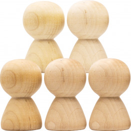 Wooden Peg Dolls Unfinished 2'' Set of 5 pcs - Wooden People Figurines for Crafts