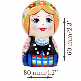 Wooden Women in Belorussian Folk Clothes - Wooden Peg Dolls Set 6 pcs - Belarus Souvenir Gifts Slavic Folk Art