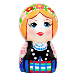 Hand-Painted Wooden Figurine – Slavic Girl in Belarusian Folk Costume with Floral Wreath
