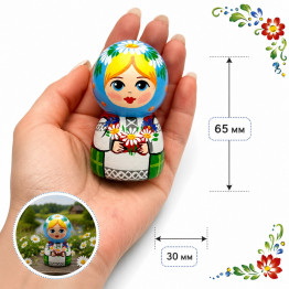 Hand Painted Wooden Peg Doll Girl with Wildflowers