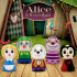Alice in Wonderland Figurines Wooden Peg Dolls Set of 5 pcs