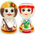 Wooden People in Belorussian Folk Clothes Set 2 pcs - Belarus Souvenir Gifts Slavic Folk Art