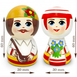 Wooden People in Belorussian Folk Clothes Set 2 pcs - Belarus Souvenir Gifts Slavic Folk Art